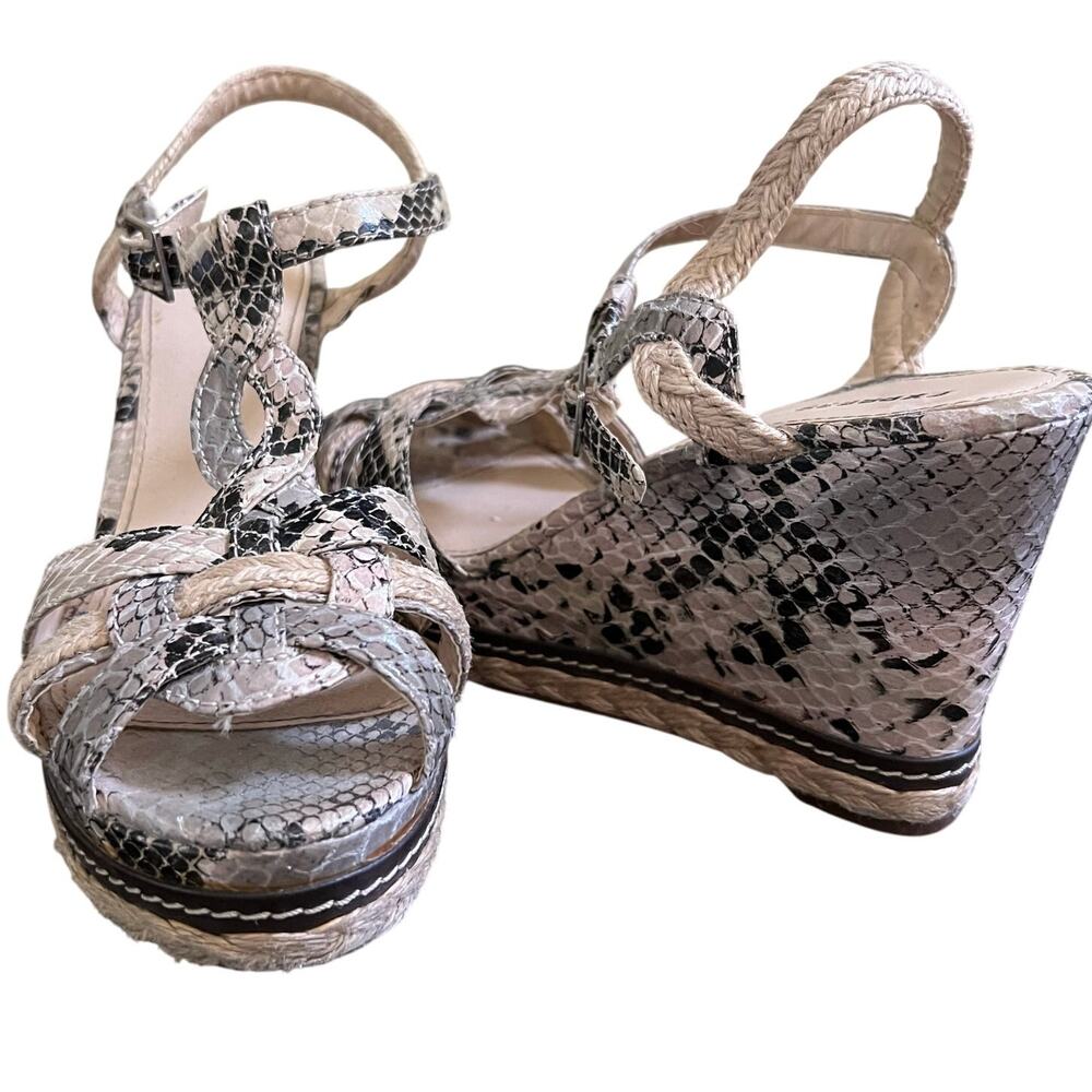 Express Y2K Snakeskin Wedge Heel Strappy Sandals Size 7